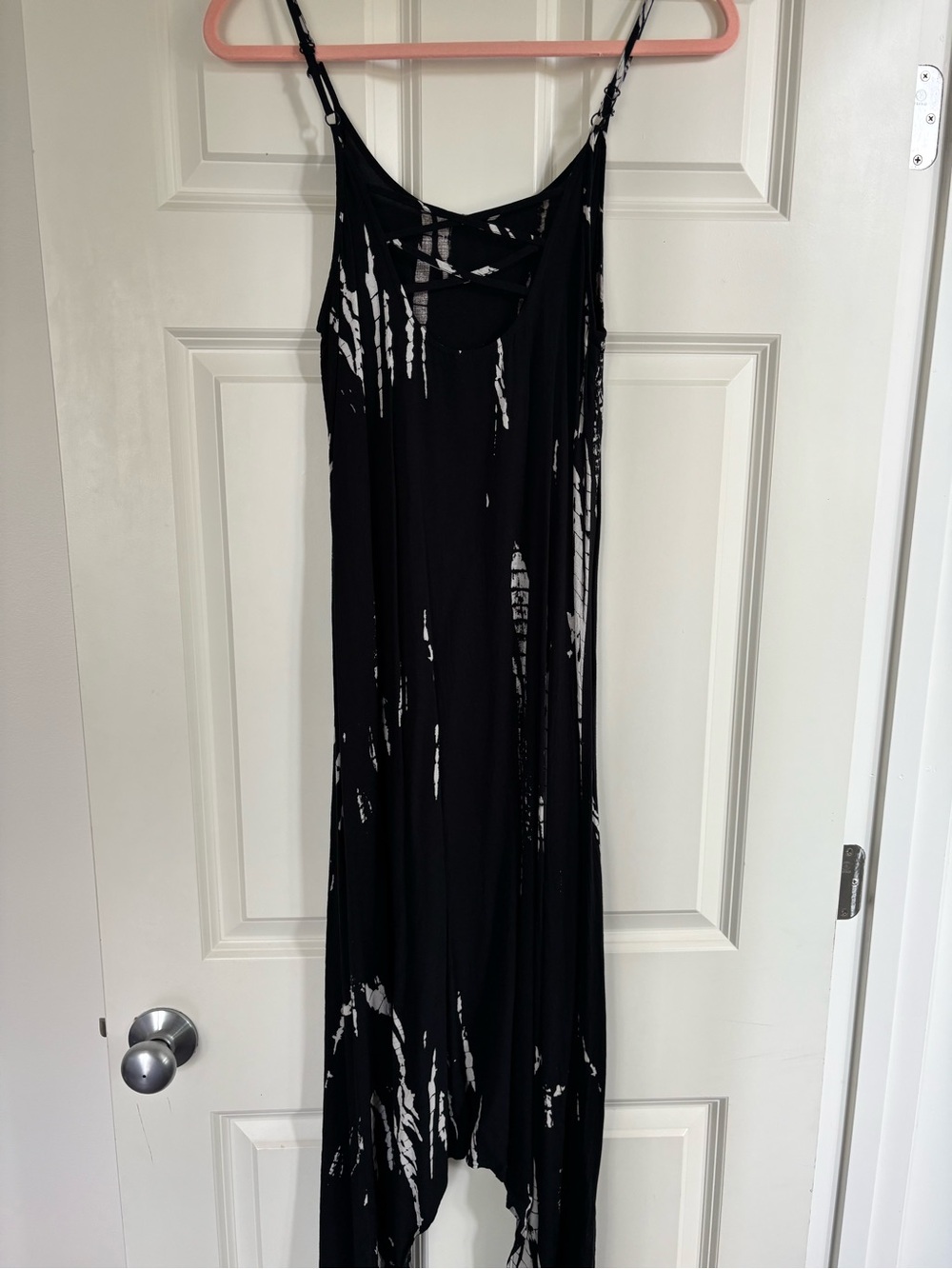 Xhilaration Black and White Tie-Dye Maxi Slip Dress